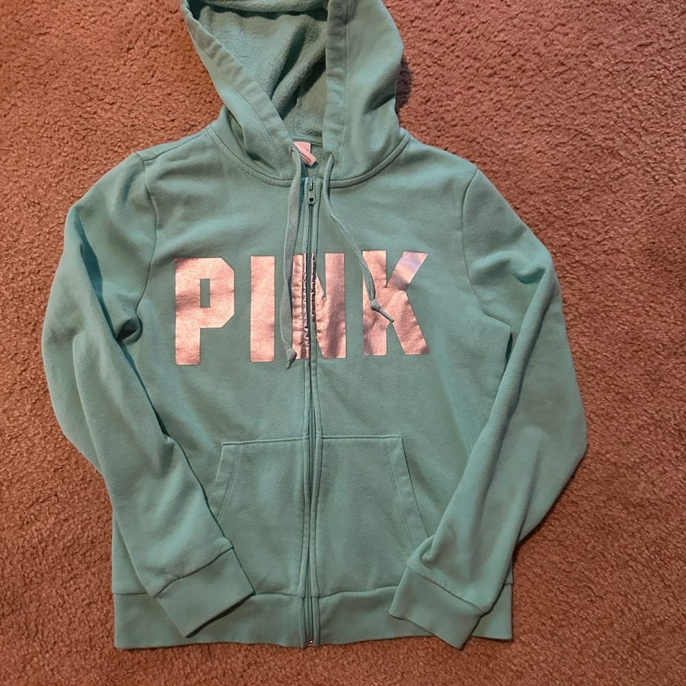 PINK Victoria's Secret Zip-Up Hoodie - Blue